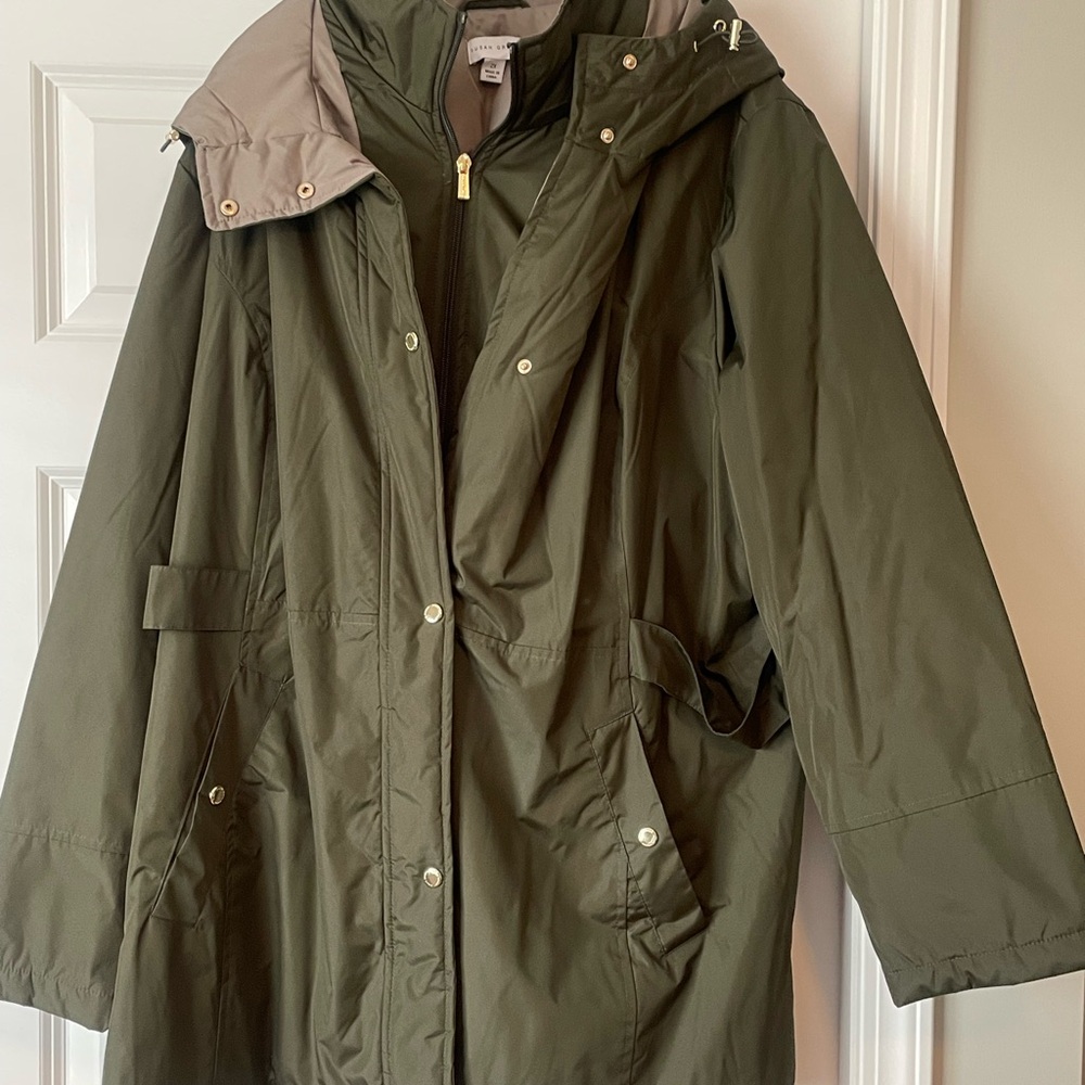 Susan Graver Water Resistant Jacket with Contrast Lining and Hood